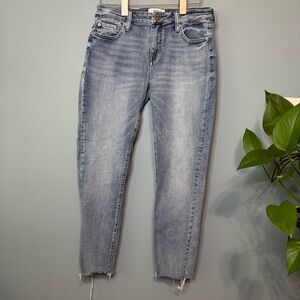 PISTOLA Skinny Cropped Raw Hem Mid Rise Blue Jeans. Size 29 (29x25)